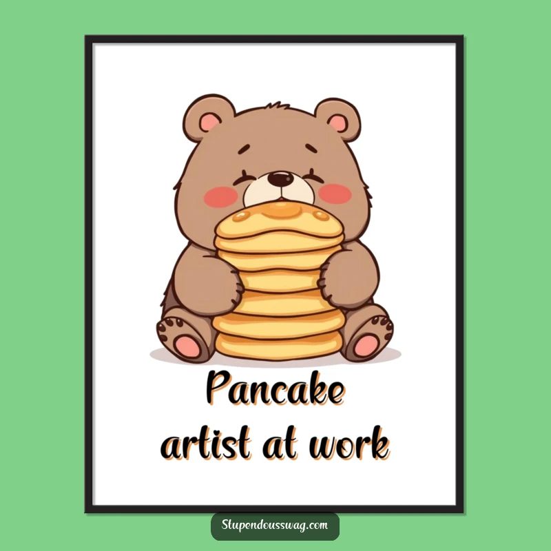 Funny Clumsy Bear Pancake Poster Add Whimsy to Your Walls with This Art