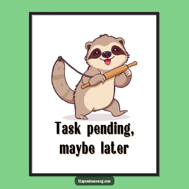 Funny Sloth Lasso Rolling Pin Poster - Humorous Animal Wall Art