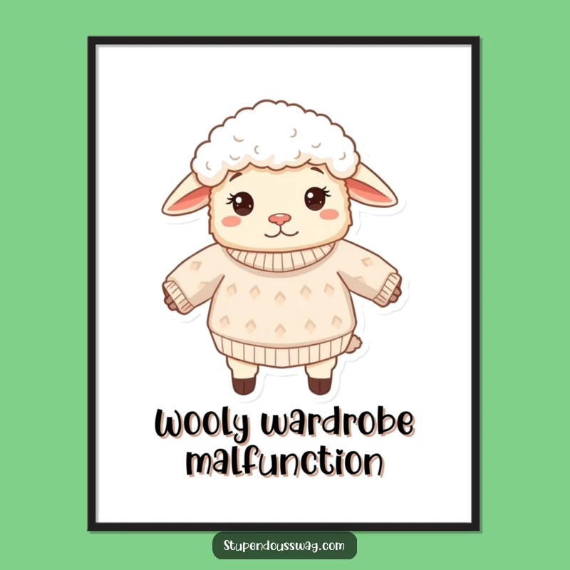 Funny Confused Sheep Inside Out Sweater Poster - Humorous Wall Art for Sheep Fans