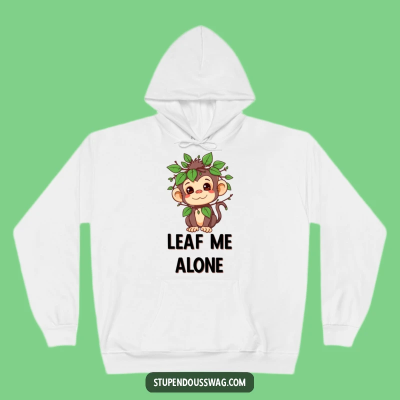 Funny Mischievous Monkey Leaf Disguise Hoodie - Cozy Camouflage for Fun