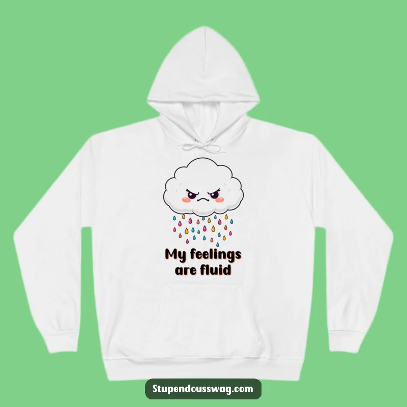 Cozy Funny Grumpy Cloud Hoodie: Colorful Raindrops for Ultimate Comfort