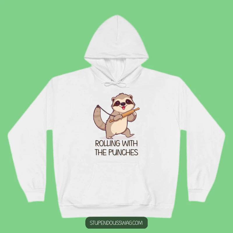 Funny Sloth Lasso Rolling Pin Hoodie - Cozy Humorous Animal Gift