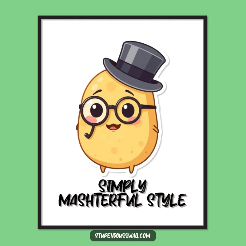 Free Printable Potato Art: Fancy Spud Portrait, Funny Decor, Downloadable Art!