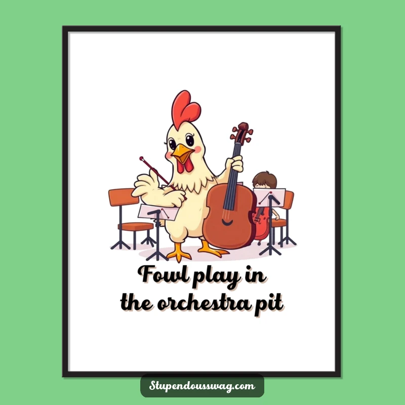 Free Printable Wall Art: Funny Rubber Chicken Conductor - Quirky Downloadable Decor