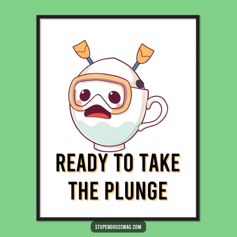 Free Printable Wall Art: Startled Teacup Diving for Whimsical Decor