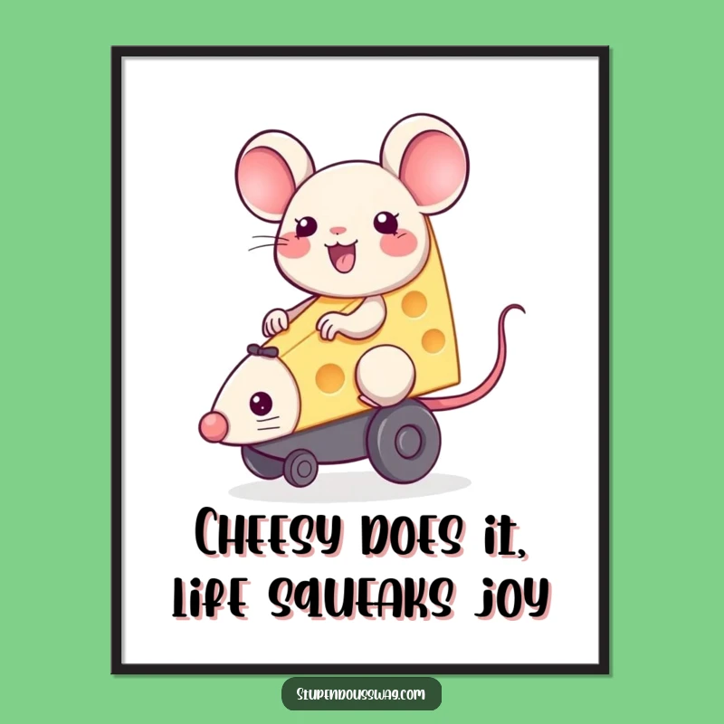 Funny Free Printable Wall Art: Cheese Riding Squeaky Mouse, Quirky Decor