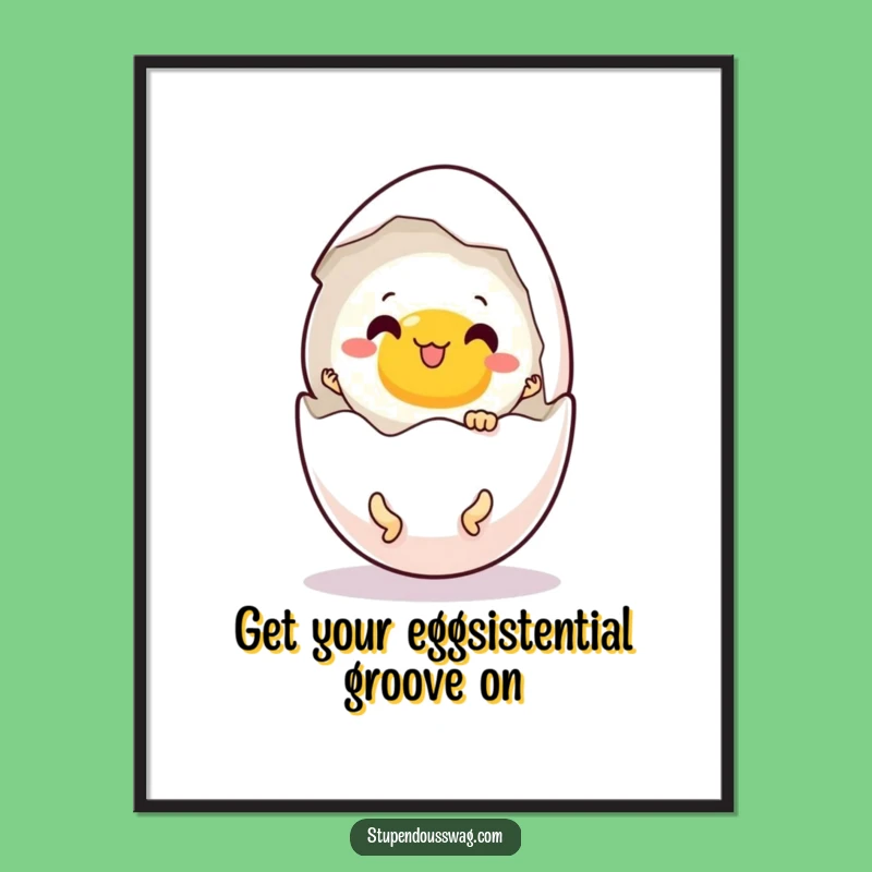 Funny Free Printable Wall Art: Dancing Egg, Quirky Downloadable Home Decor