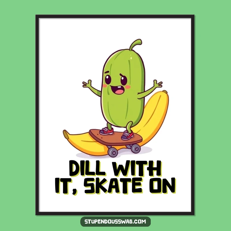 Funny Free Printable Wall Art: Pickle Skateboard Banana Peel Disaster