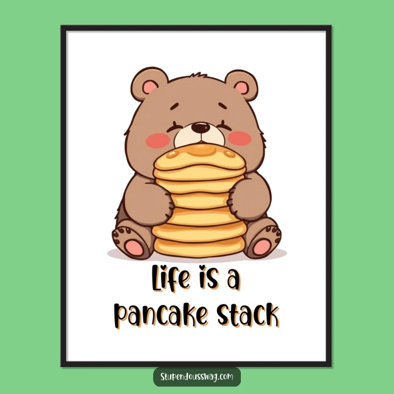 Free Printable Clumsy Bear Pancake Wall Art: Whimsical Downloadable Decor for Any Room