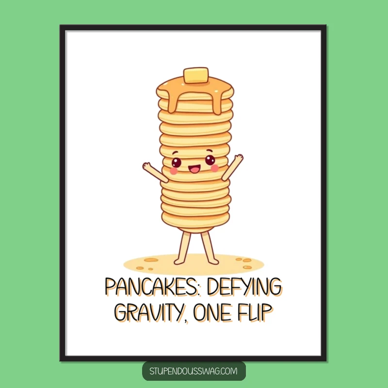 Funny Free Printable Wall Art: Pancake Handstand, Quirky Downloadable Decor
