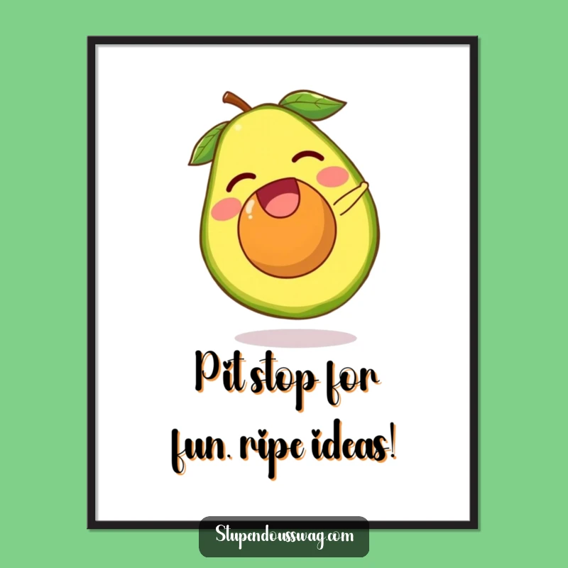 Funny Free Printable Wall Art Download: Avocado Pit Somersault Art Print