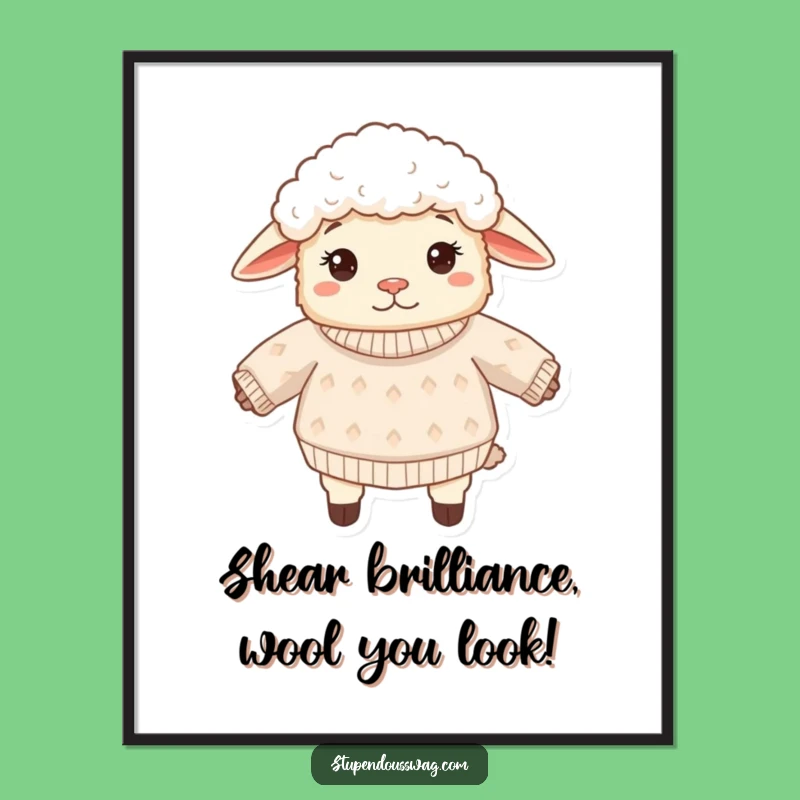 Funny Free Printable Wall Art Download: Confused Sheep Sweater Mishap Art Print