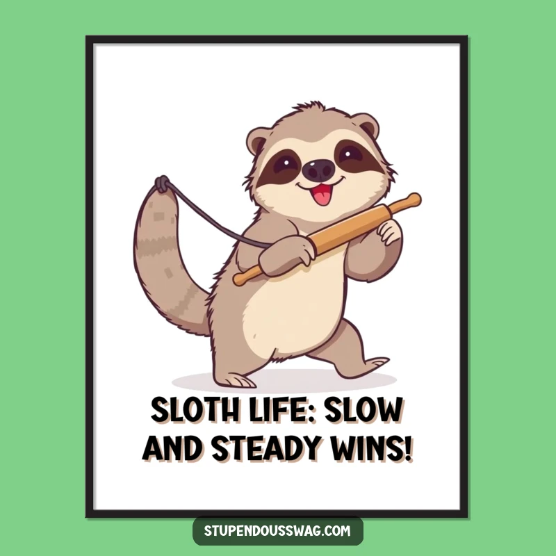 Funny Free Printable Wall Art Download: Clumsy Sloth Lasso Art Print