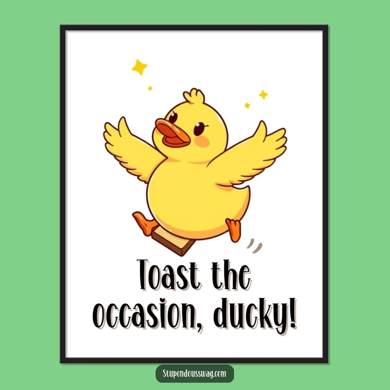 Funny Free Printable Wall Art: Brave Duck Flying Toast - Quirky Home Decor Download