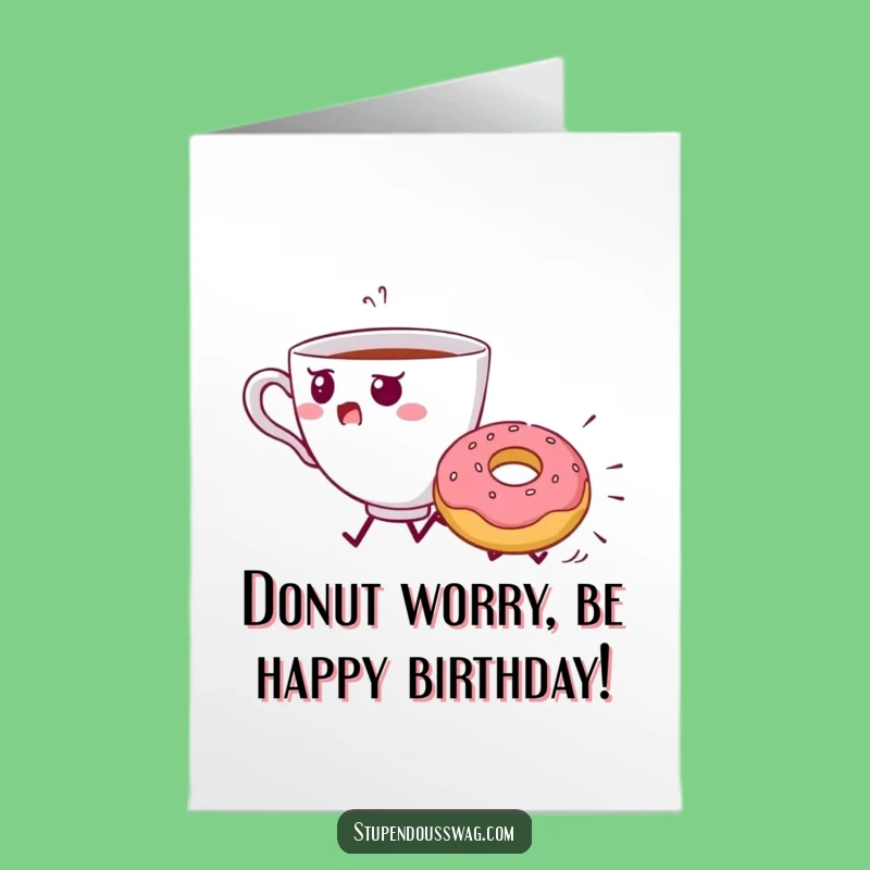 Free Printable Birthday Card: Funny Teacup Chase, Downloadable Humorous Gift