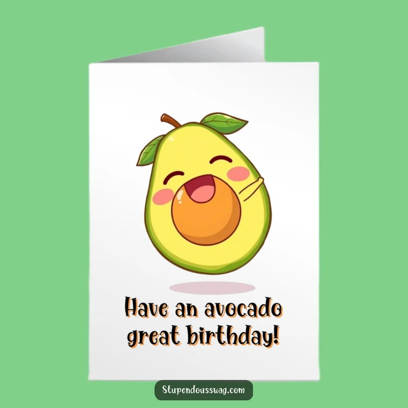 Free Printable Birthday Card: Laughing Avocado Pit, Funny Somersault Downloadable