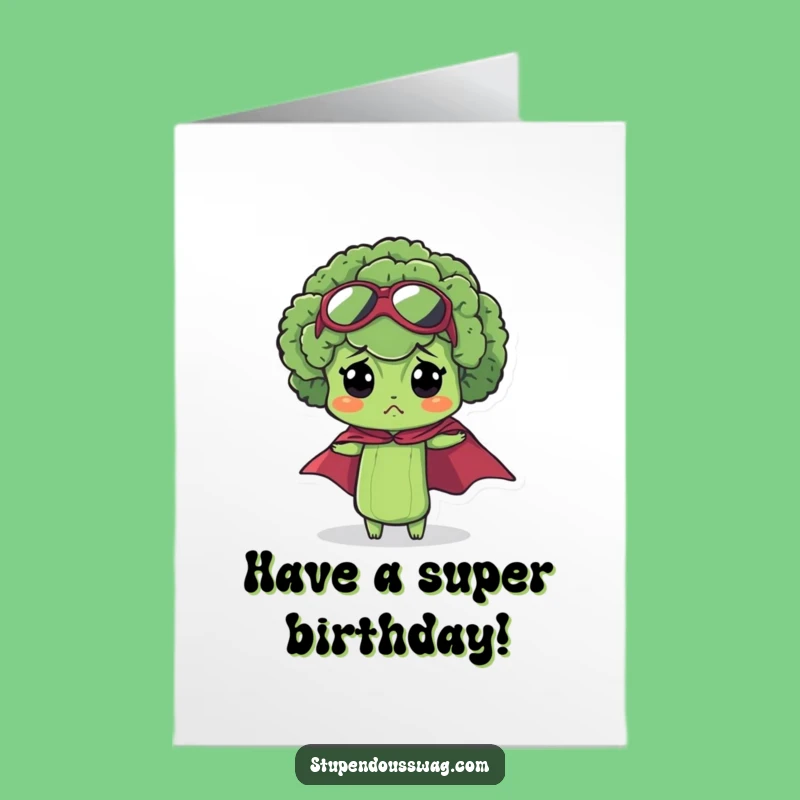Free Printable Broccoli Superhero Birthday Card - Funny Downloadable Gift for Veggie Lovers