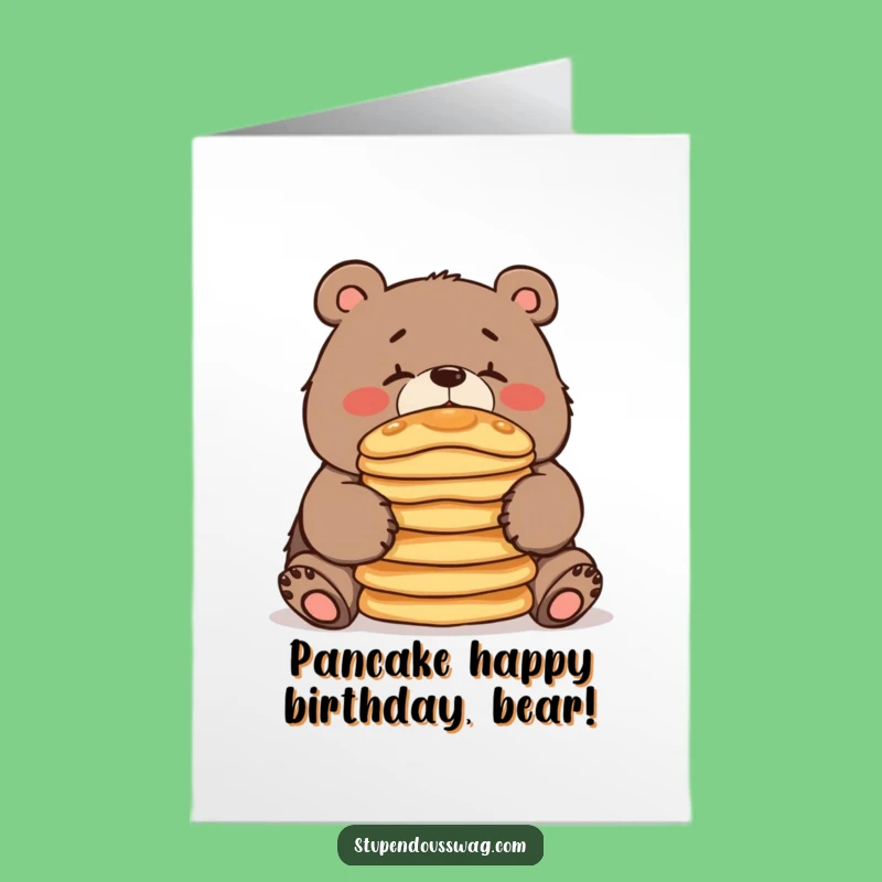 Free Printable Clumsy Bear Pancake Birthday Card: Funny Downloadable for a Wild Celebration