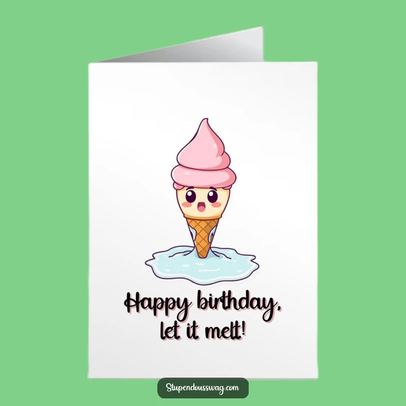 Funny Free Printable Birthday Card: Melting Ice Cream Surprise, Hilarious Gift