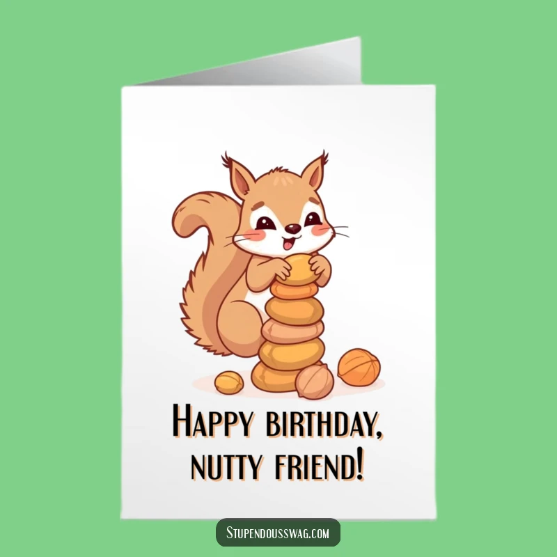 Free Printable Squirrel Birthday Card: Nutty Balance Festivity, Perfect Downloadable Gift!