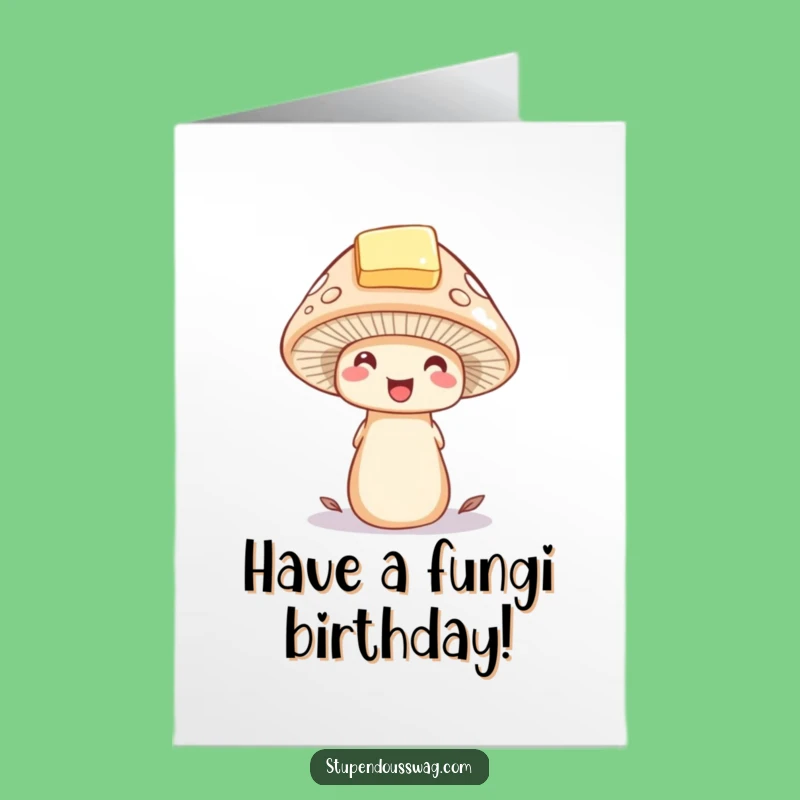 Free Printable Birthday Card: Mushroom Butter Hat, Funny Downloadable Gift