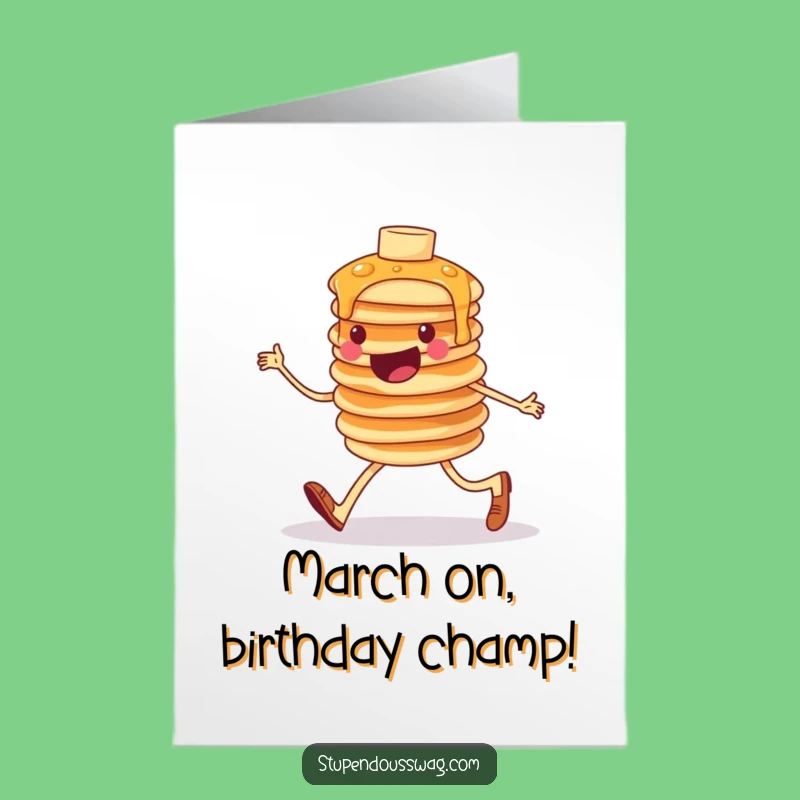 Free Printable Birthday Card: Marching Pancakes for a Sweet Celebration