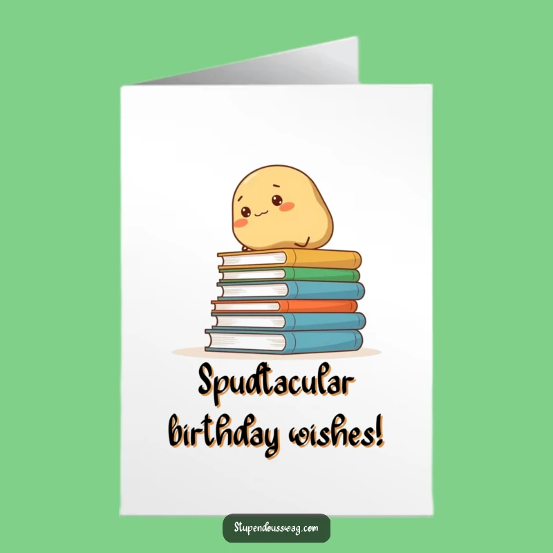 Free Printable Birthday Card: Funny Potato Climbing Books for a Hilarious Downloadable Gift!