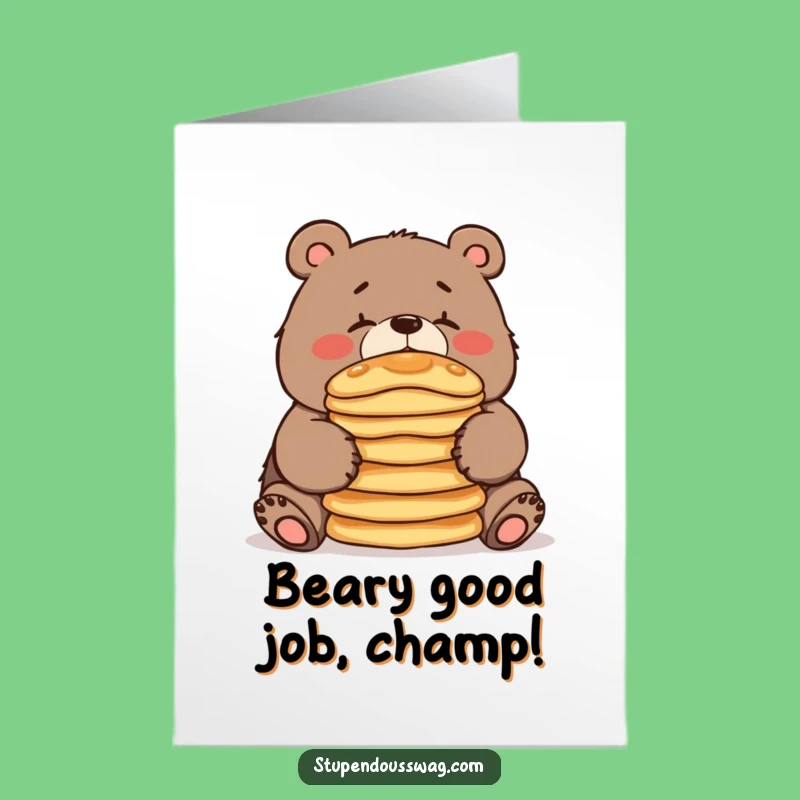 Free Printable Clumsy Bear Pancake Congrats Card: Silly Downloadable for Minor Triumphs