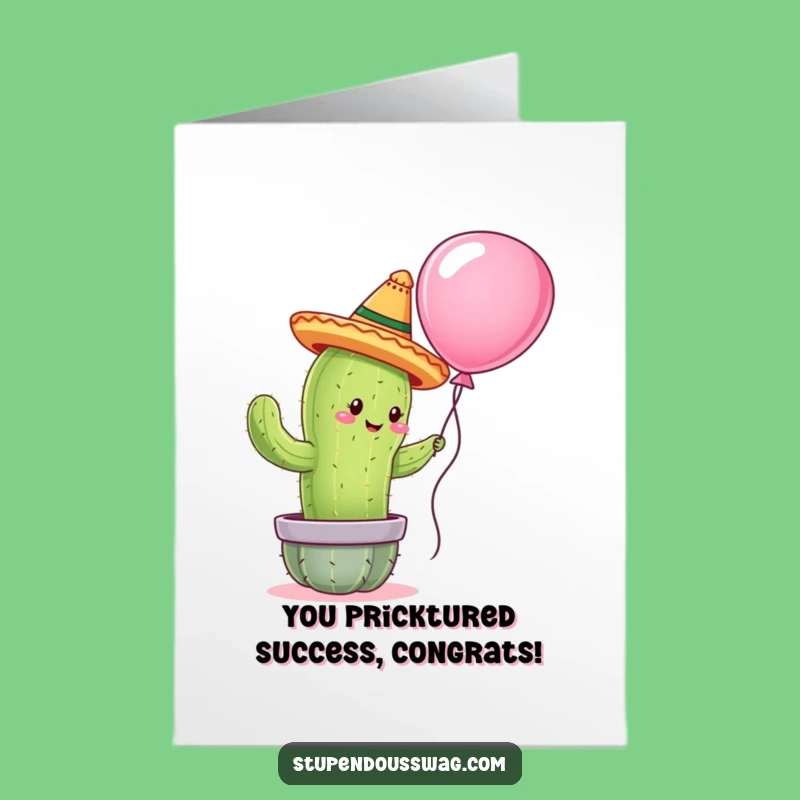 Free Printable Congrats Card: Cactus Balloon Hug, Funny Downloadable Gift