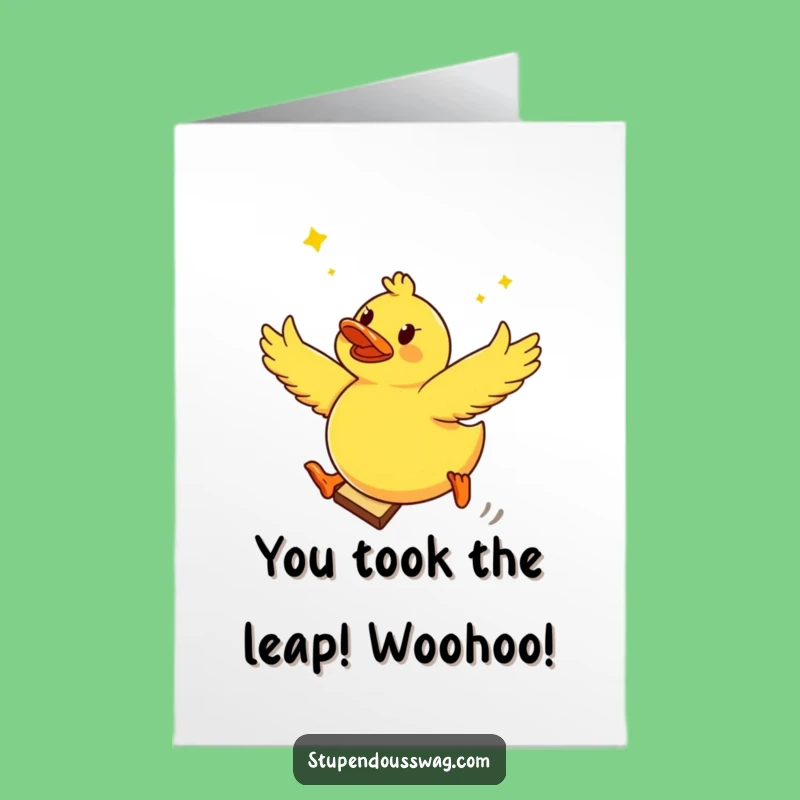 Free Printable Congrats Card: Daring Duck Jumps Toast - Funny Downloadable Gift