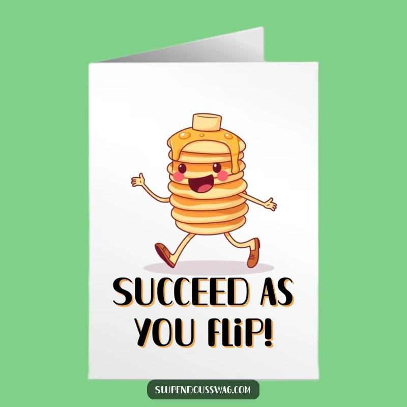 Free Printable Congrats Card: Pancakes Marching to Success, Download Now