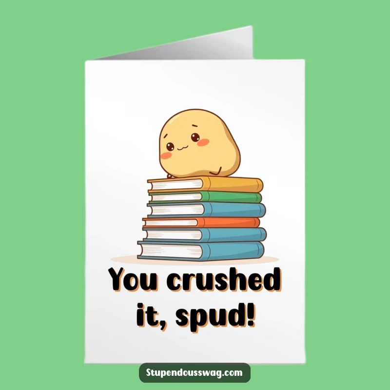 Free Printable Congrats Card: Potato's Book Climb Triumph for a Funny Downloadable Gift!