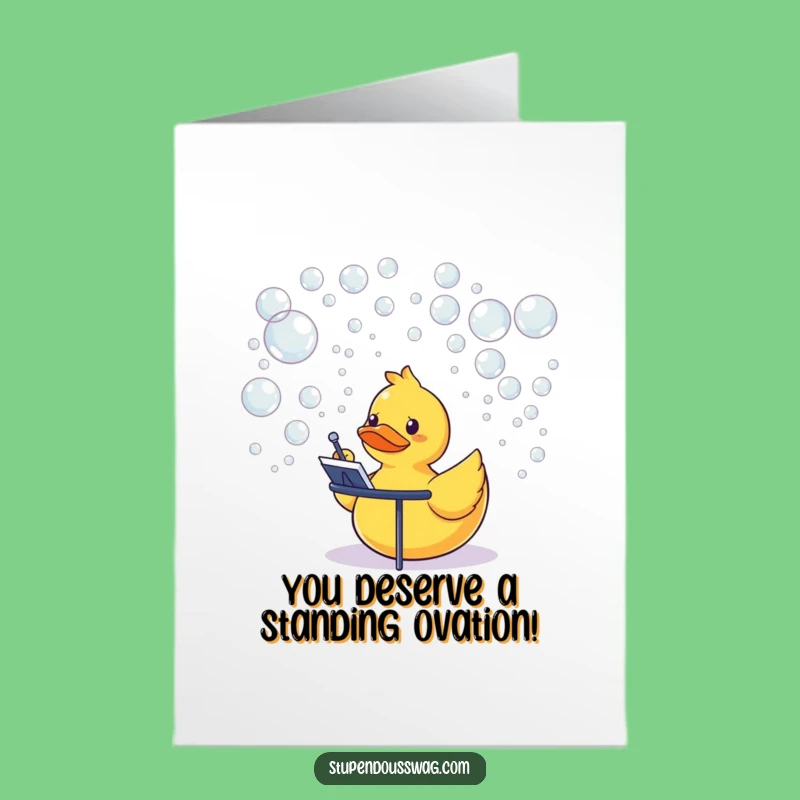 Free Printable Congrats Card: Rubber Duck's Bubbling Success Symphony, Downloadable