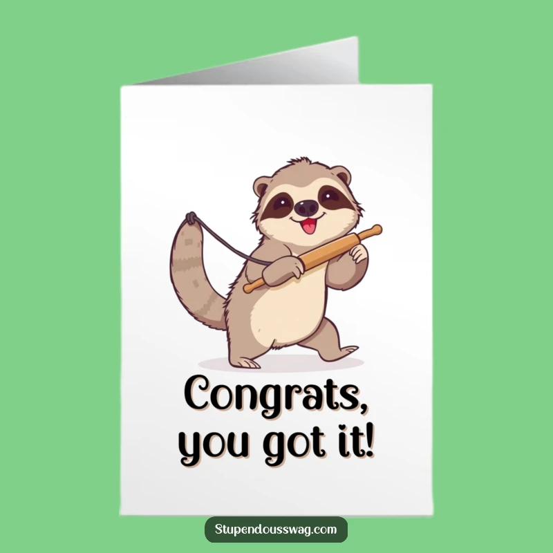 Free Printable Congrats Card: Sloth Lasso Mix-up, Humorous Downloadable Greeting