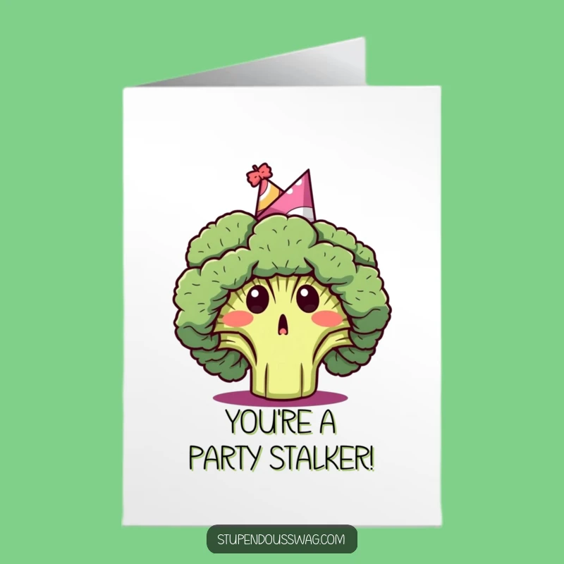 Free Printable Congrats Card: Surprised Broccoli Party Hat - Humorous Downloadable Gift