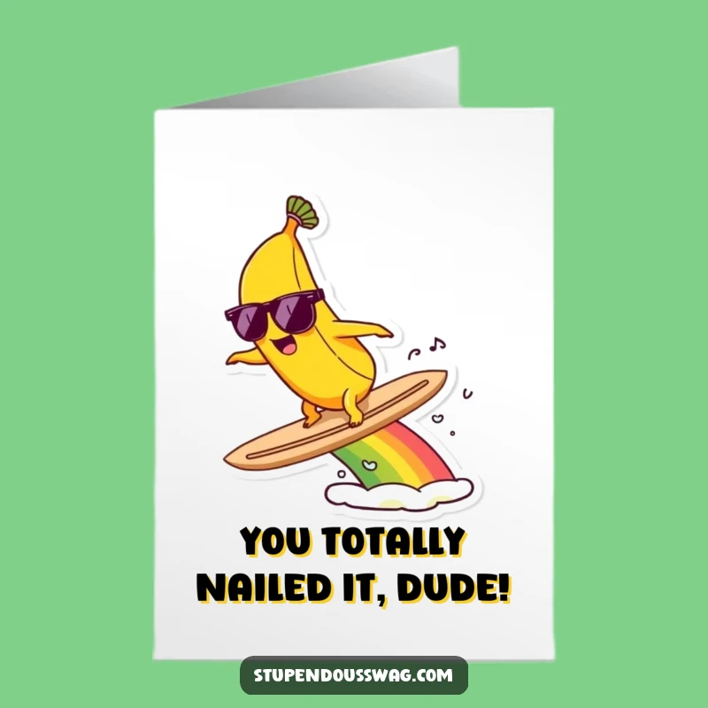 Free Printable Banana Congrats Card: Funny Downloadable Gift for Rad Achievements