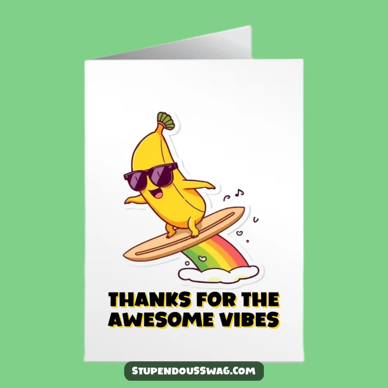 Free Printable Banana Thank You Card: Funny Downloadable Gift for Thankful Surfers