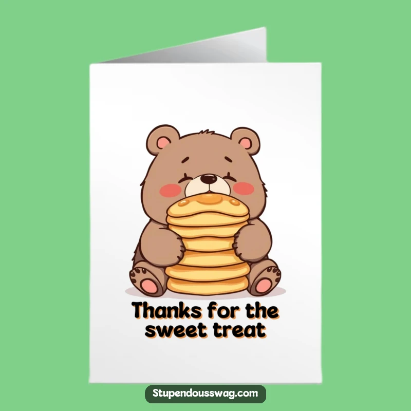 Free Printable Clumsy Bear Pancake Thank You Card: Adorable Downloadable for Sweet Gestures