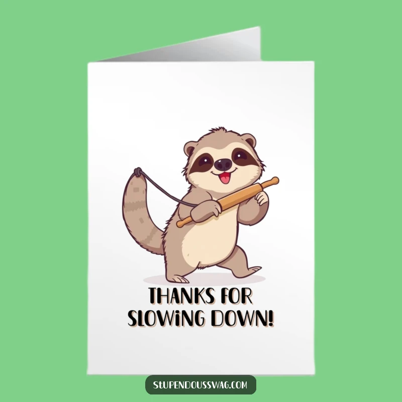 Free Printable Thank You Card: Sloth Lasso Attempt, Funny Downloadable Message