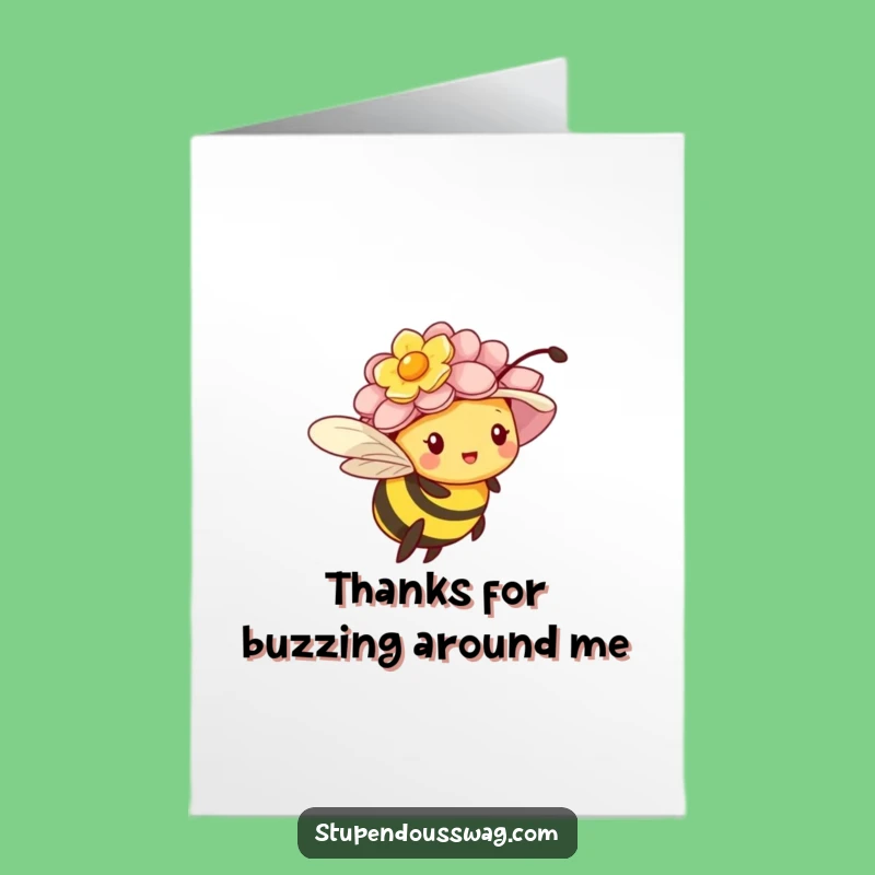 Funny Free Printable Thank You Card: Bee Flower Hat Humor, Downloadable Gift