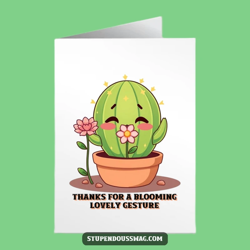 Free Printable Thank You Card: Shy Cactus Flower Funny Downloadable Gift