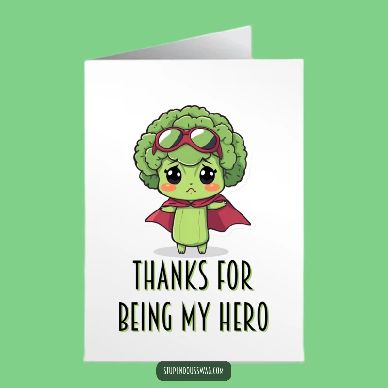 Free Printable Broccoli Superhero Thank You Card - Funny Downloadable Gift of Thanks