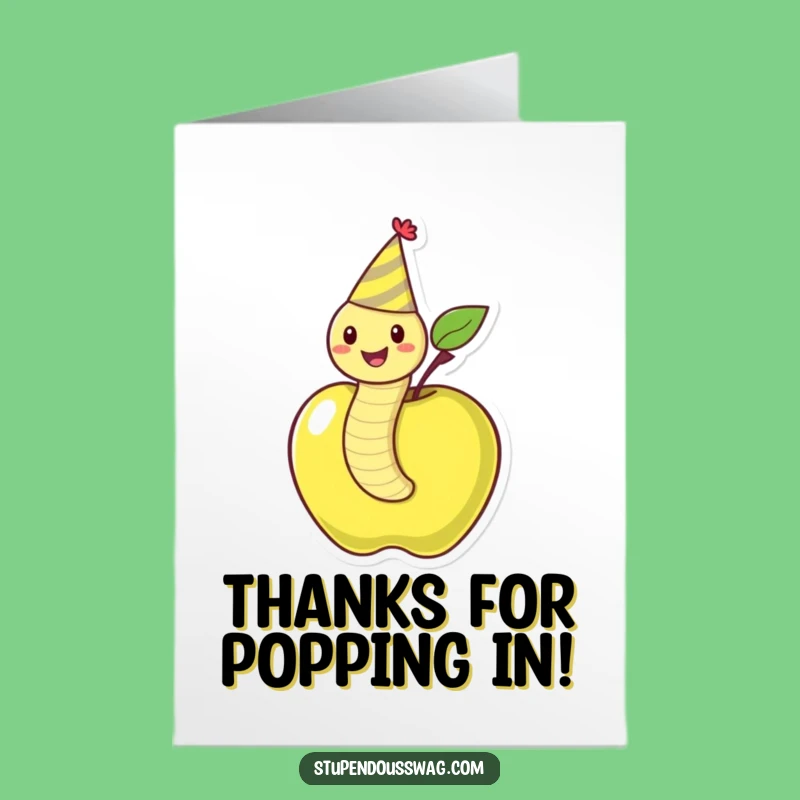 Free Printable Thank You Card: Worm Apple Celebration - Humorous Downloadable Gift