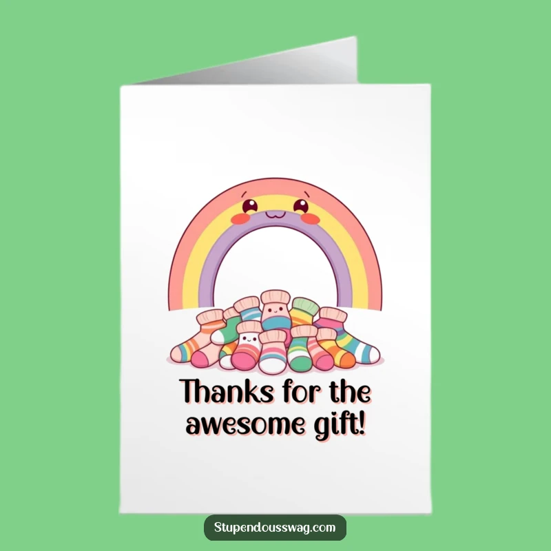 Free Printable Thank You Card: Giggling Socks & Rainbows Say Thanks!