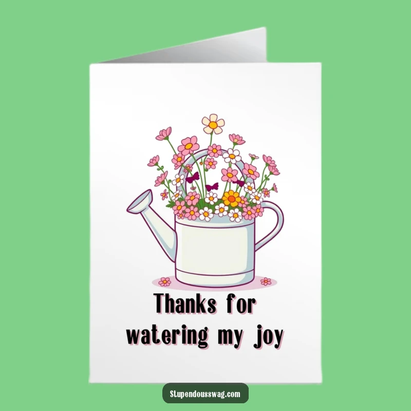 Free Printable Thank You Card: Giggling Watering Can, Floral Gratitude Downloadable