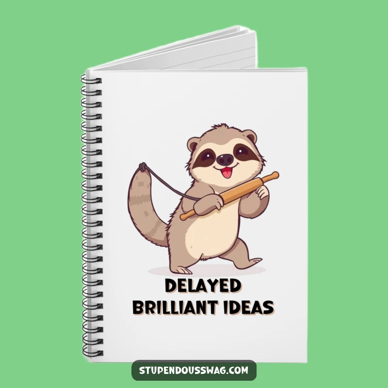 Funny Sloth Lasso Rolling Pin Notebook - Humorous Journal for Sloth Lovers