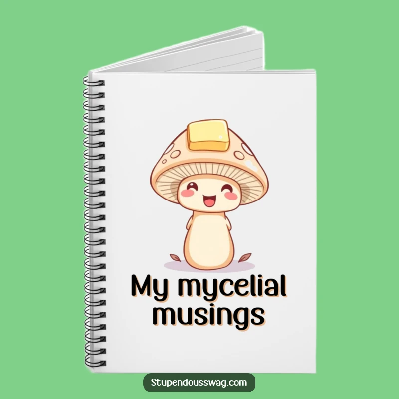 Funny Mushroom Butter Hat Notebook - Whimsical Nature Journal