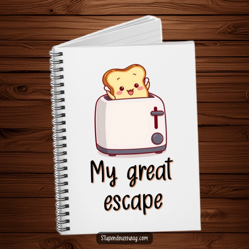 Funny Notebook: A slice of toast dramatically leaping from a toaster, ready to capture ideas with energy.