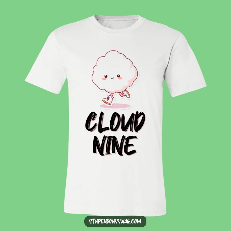 Funny Skipping Cloud T-Shirt - Fluffy Character Tee for Happy Vibes