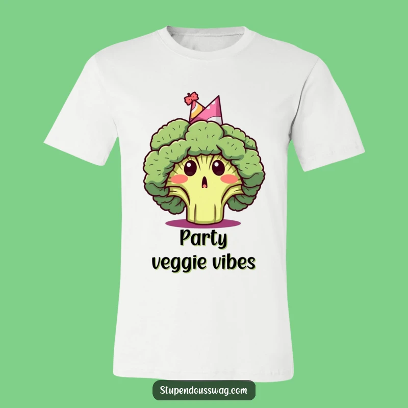 Funny Broccoli Party Hat T-Shirt: Surprised Veggie Fun, Hilarious Gift for Foodies